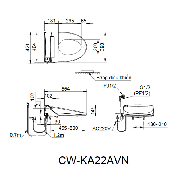 bản vẽ lắp điện tử inax cw-ka22a