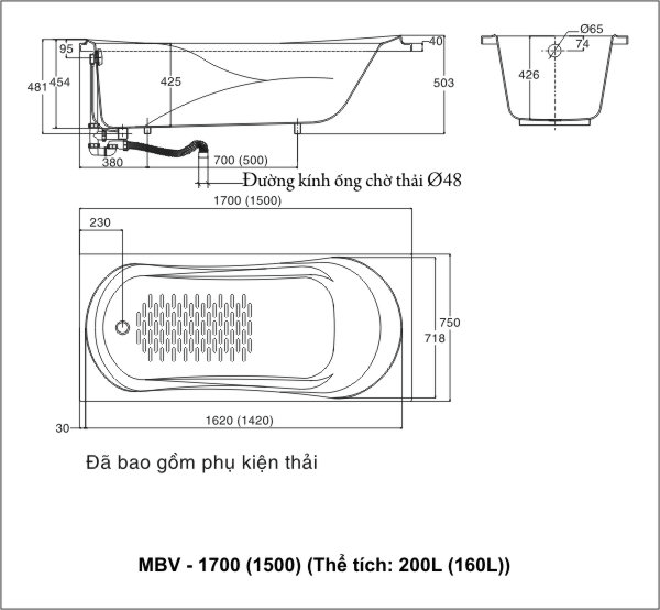 bản vẽ kỹ thuật bồn tắm galaxy inax mbv-1500