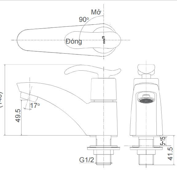 bản vẽ kỹ thuật vòi chậu nước lạnh inax lfv-11a